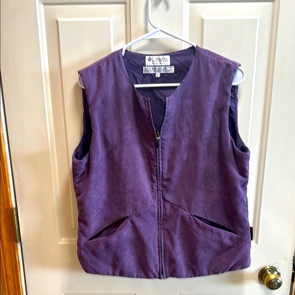 Vintage Columbia Faux Suede Purple Zip-Up Vest size L - Picture 1 of 6